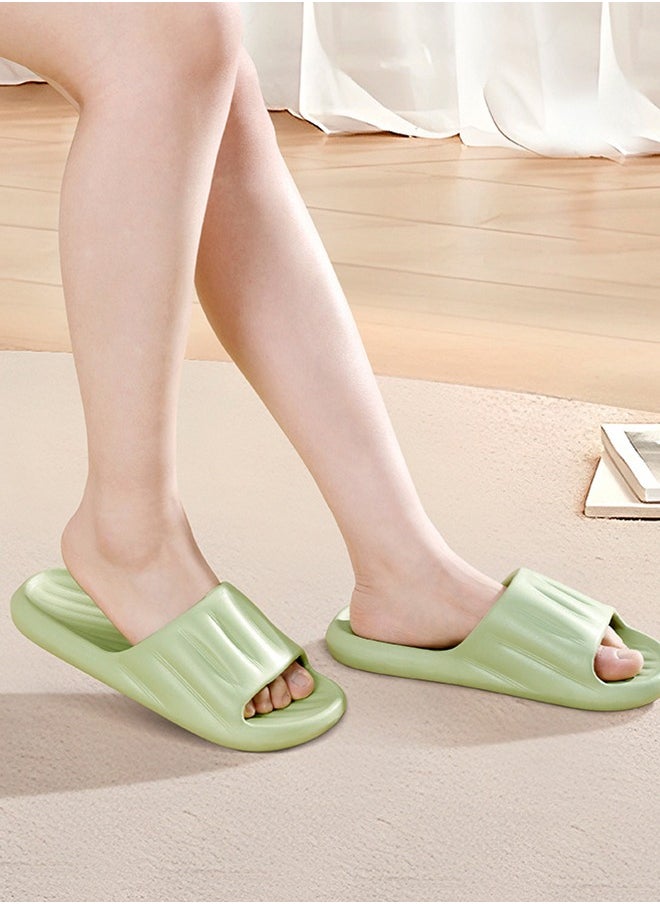 Slippers Non-slip Bath Shoes Home Slippers Men And Women's Home Bathroom Bath Non-Slip Wear-Resistant Breathable Slippers Green（38-39）