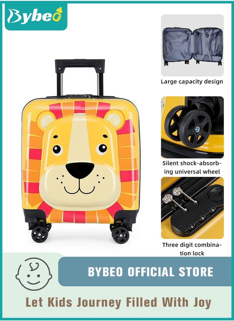 Kids 3D Cartoon Rolling Luggage - Child Travel Trolley Bag, Travel Suitcase with Wheels, Hardside, Password Lock, Zippered Divider, Telescopic Handle, 18 Inches