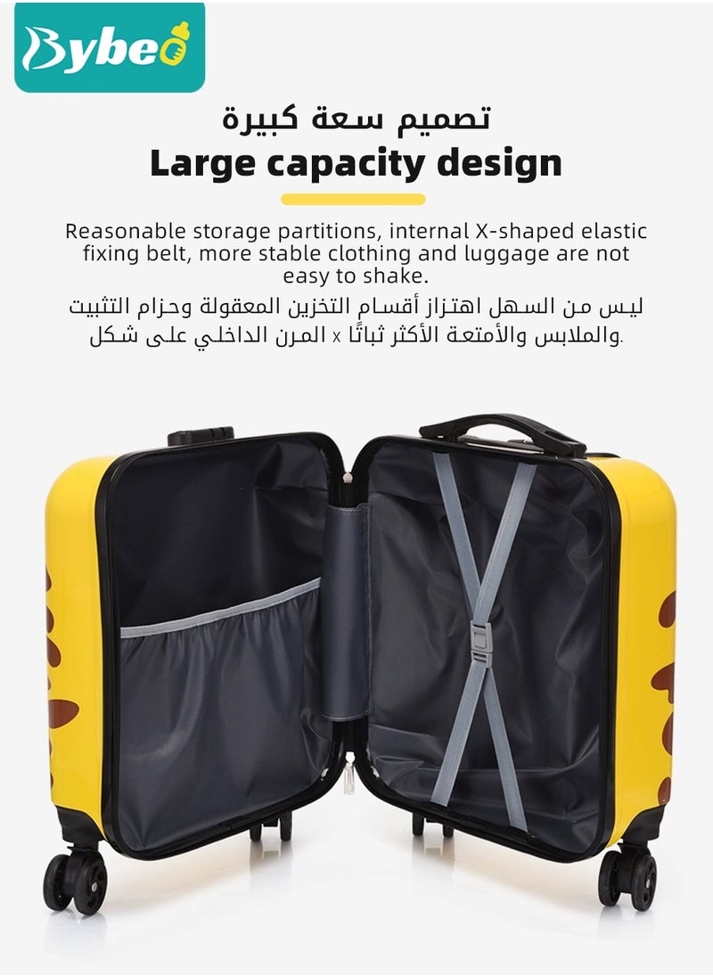 Kids 3D Cartoon Rolling Luggage - Child Travel Trolley Bag, Travel Suitcase with Wheels, Hardside, Password Lock, Zippered Divider, Telescopic Handle, 18 Inches