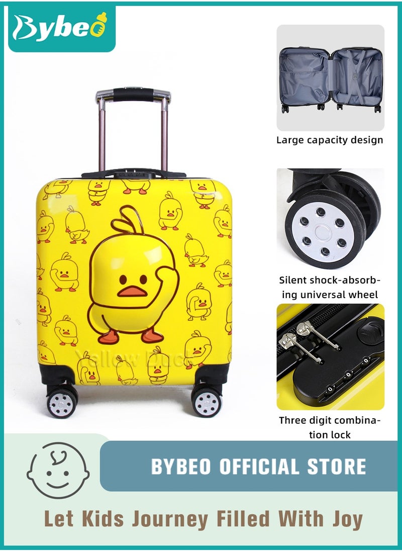 Kids 3D Cartoon Rolling Luggage - Child Travel Trolley Bag, Travel Suitcase with Wheels, Hardside, Password Lock, Zippered Divider, Telescopic Handle, 18 Inches