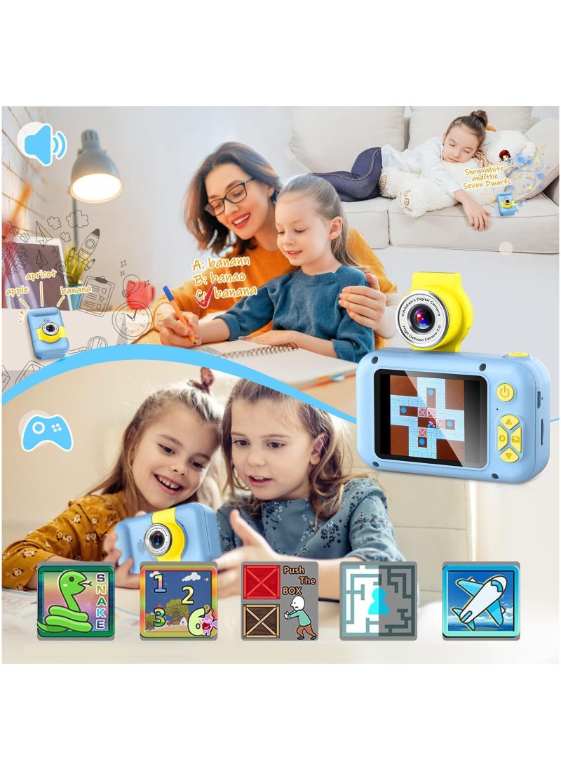 Kid Camera, 2.4in IPS Screen Digital Camera for Kid,180°Flip Len Student Camera,Children Selfie Camera with Playback Game, Birthday Gift for 4 5 6 7 8 9 10 11 Year Old Girl Boy