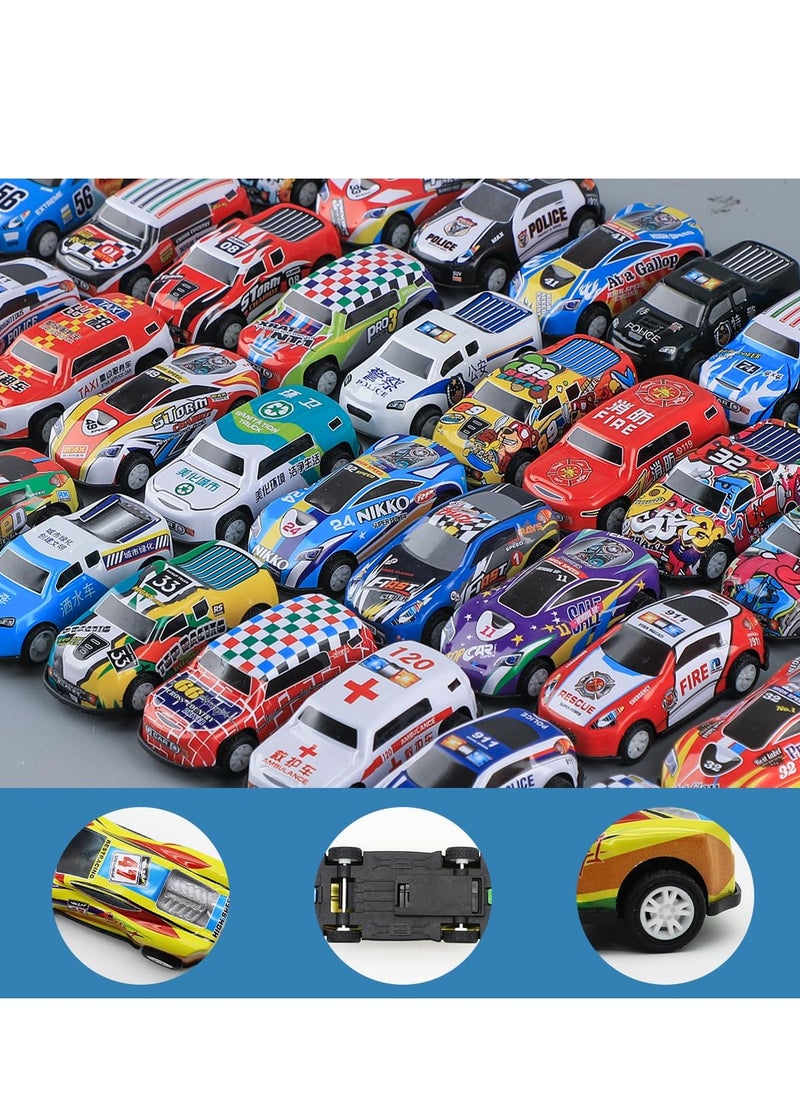 50PCS Pull Back Cars, Toys for 3 Year Old Boys Girls, Push and Go Toy Race Car Vehicle with Storage Box, Friction Power Diecast Kids Toy Mini Cars, Best Gifts for Party Birthday