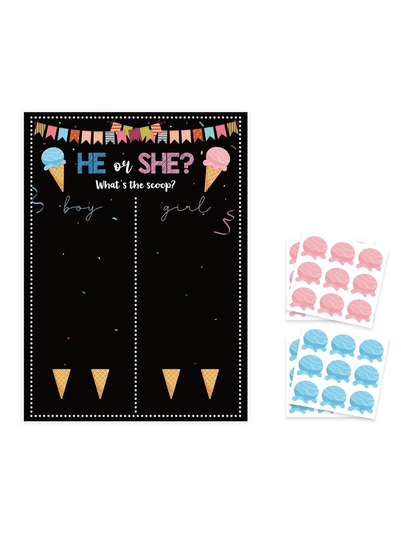 Baby Gender Reveal Board, Party Supplies Kit with Decorations Games Gender Reveal Voting Poster Board with Stickers, Chalkboard Design Party Games Kit (Bee)