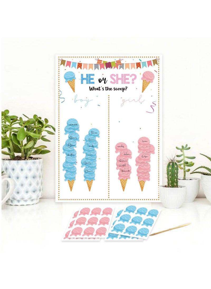 Baby Gender Reveal Board, Party Supplies Kit with Decorations Games Gender Reveal Voting Poster Board with Stickers, Chalkboard Design Party Games Kit (Bee)