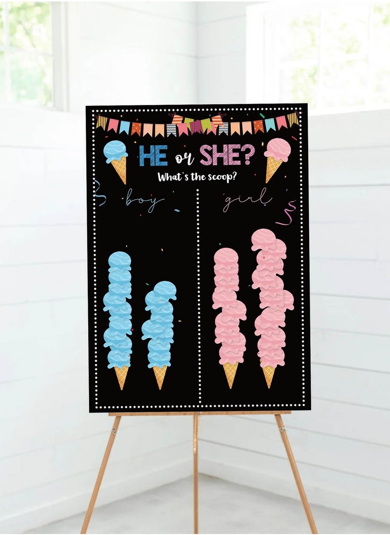 Baby Gender Reveal Board, Party Supplies Kit with Decorations Games Gender Reveal Voting Poster Board with Stickers, Chalkboard Design Party Games Kit (Bee)
