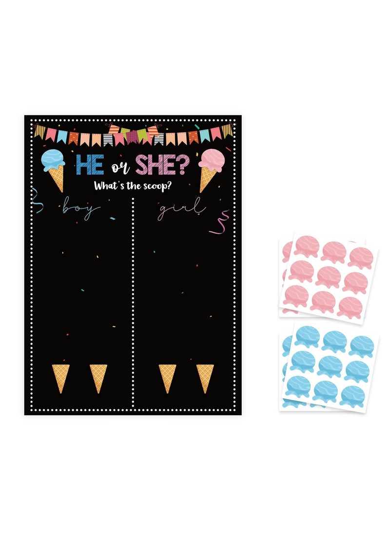 Baby Gender Reveal Board, Party Supplies Kit with Decorations Games Gender Reveal Voting Poster Board with Stickers, Chalkboard Design Party Games Kit (Bee)