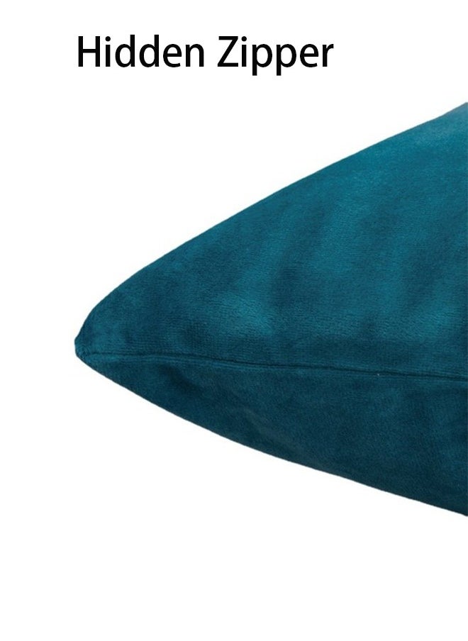 Velvet Pillow Covers 18x18 Inch Set of 2, Decorative Square Throw Pillow Covers Soft Solid Pillowcase for Sofa Couch Cushion Living Room Bedroom, Peacock Blue