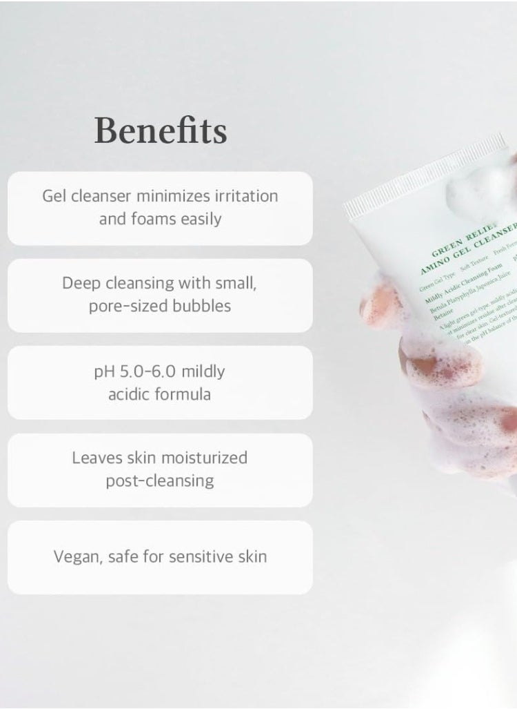 Dr. Althea Green Relief Amino Gel Cleanser – Gentle & Hydrating Face Wash, 100ml – Soothing, pH-Balanced & Ideal for Sensitive Skin