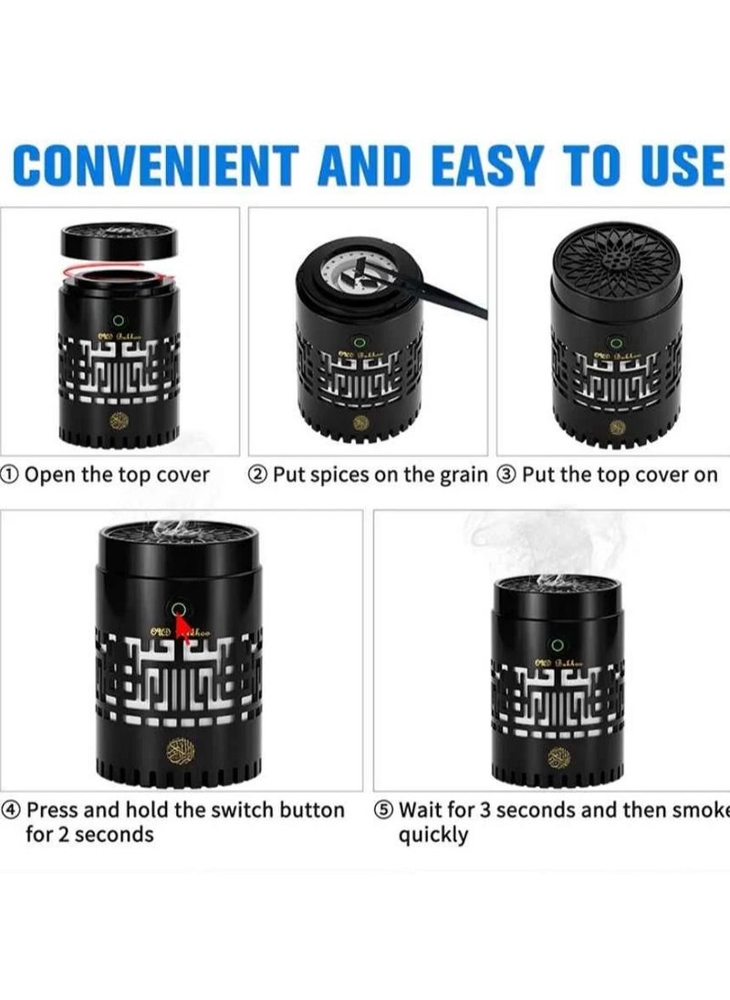 2 in 1-Rechargeable Electric Incense Bakhoor Burner with Bluetooth Quran Speaker bukhoor for Home, Office and Car-SQ-309