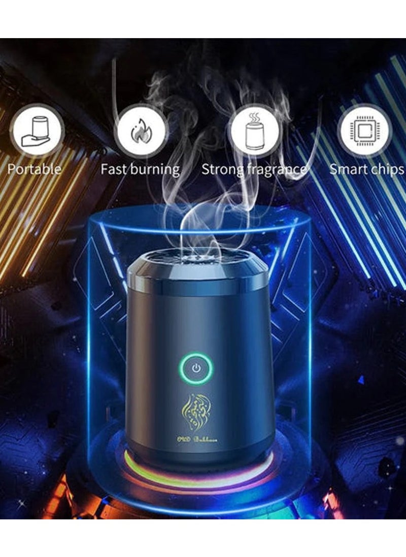 Portable Mini Electric Bukhoor Type-C Power Rechargeable Incense Burner for Car and Home Black