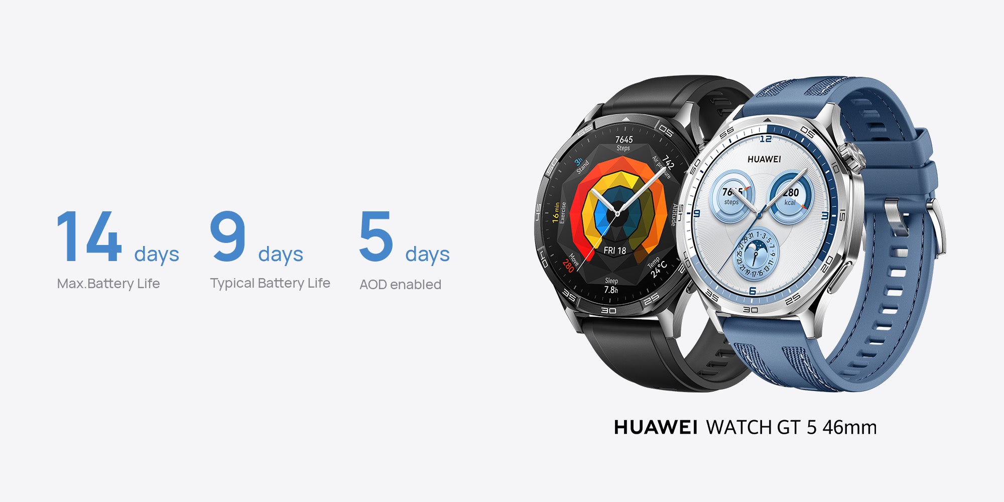 Watch GT 5 41mm Smartwatch, up to 7 Days Battery Life, All-new Running and Cycling Experience, Sharp-Edged Design Watch, Health Tracking, Compatible with iOS and Android Black
