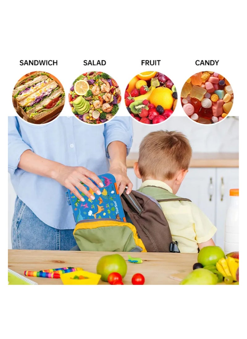 Lunch Box for Kids | Back-to-School Essential | 4 Compartments, Leak-Proof, BPA-Free | Freezer, Microwave u0026 Dishwasher Safe (BLUE)