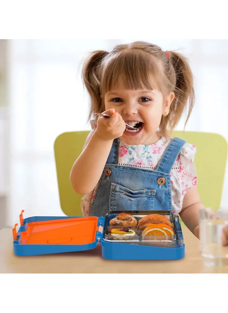 Lunch Box for Kids | Back-to-School Essential | 4 Compartments, Leak-Proof, BPA-Free | Freezer, Microwave u0026 Dishwasher Safe (BLUE)