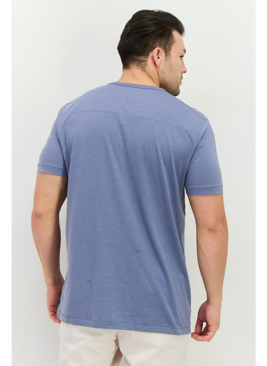 Men Crew Neck Short Sleeve Brand Logo T-Shirts, Light Blue Heather
