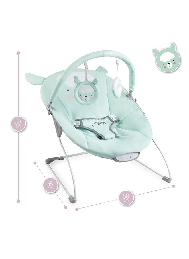 Glossy Lama Lightweight Baby Recliner Bouncer, Sensory Unit With 8 Melodies Vibrations, 3Point Safety Belt, Foldable, Anti-Slip Pad