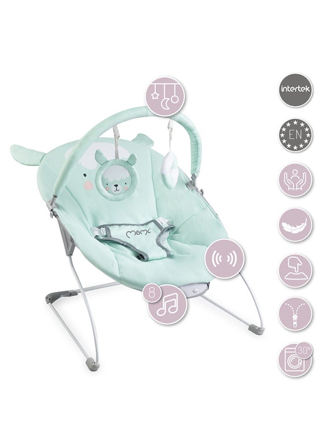 Glossy Lama Lightweight Baby Recliner Bouncer, Sensory Unit With 8 Melodies Vibrations, 3Point Safety Belt, Foldable, Anti-Slip Pad