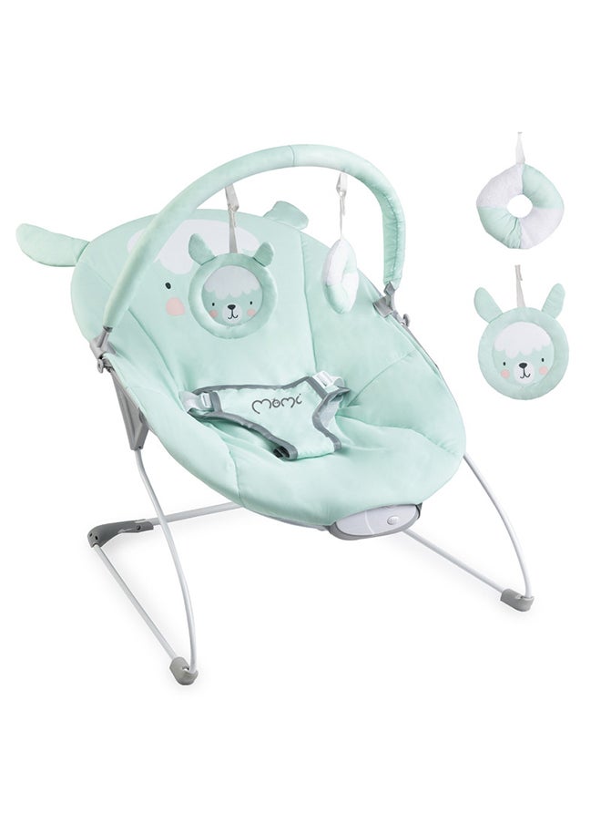 Glossy Lama Lightweight Baby Recliner Bouncer, Sensory Unit With 8 Melodies Vibrations, 3Point Safety Belt, Foldable, Anti-Slip Pad