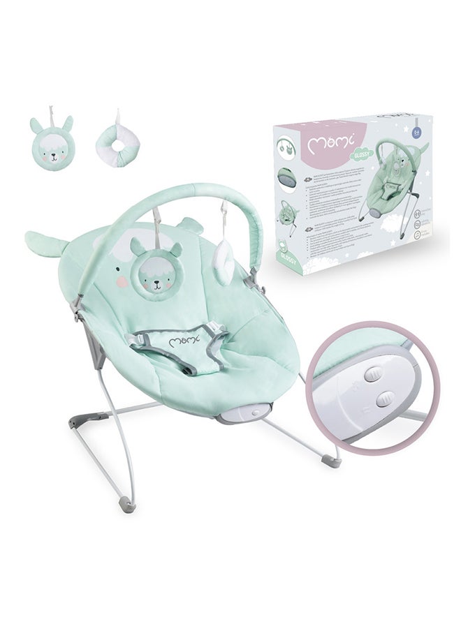 Glossy Lama Lightweight Baby Recliner Bouncer, Sensory Unit With 8 Melodies Vibrations, 3Point Safety Belt, Foldable, Anti-Slip Pad