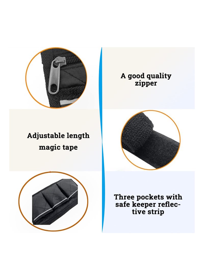 Wheelchair Bag with Pockets, Universal Waterproof Armrest Side Bag for Home, Outdoor, Baby Cart, Black
