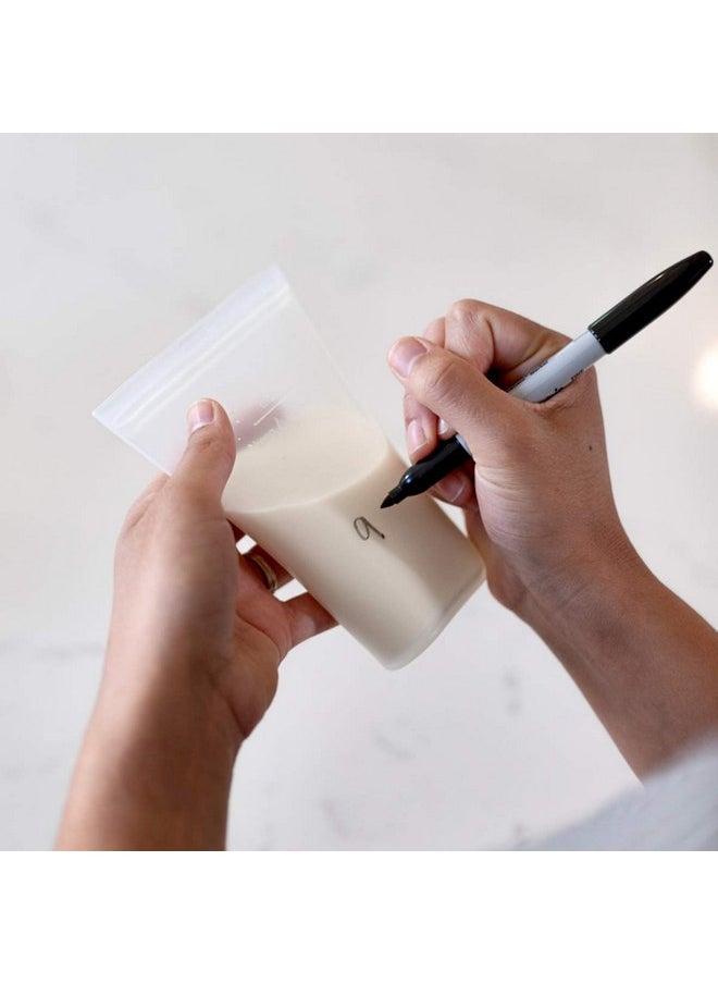 Zip Top Reusable 100% Platinum Silicone Breast Milk Storage, Made in The USA - Bag Set of 6 + Freezer Tray