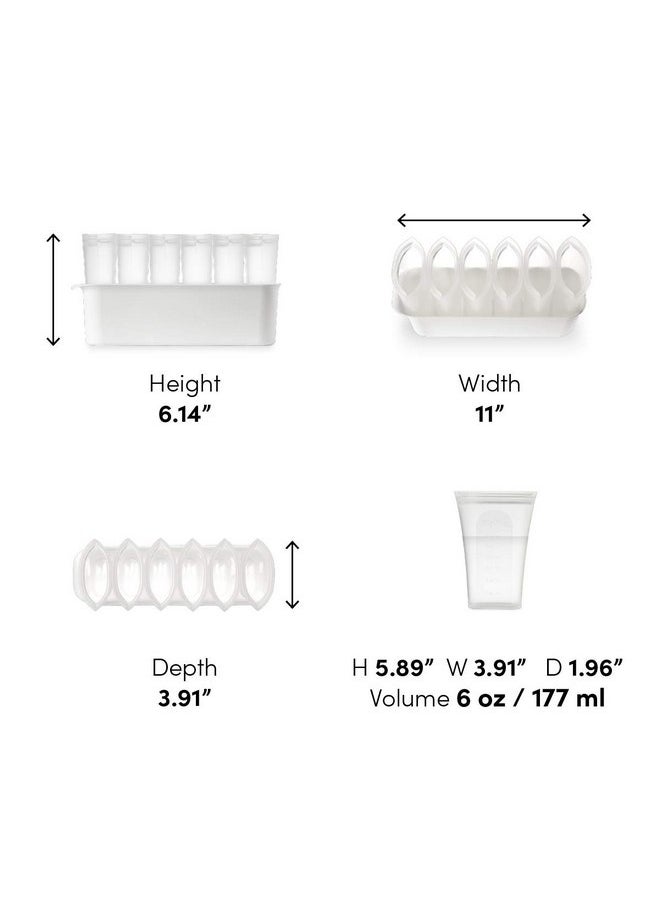Zip Top Reusable 100% Platinum Silicone Breast Milk Storage, Made in The USA - Bag Set of 6 + Freezer Tray