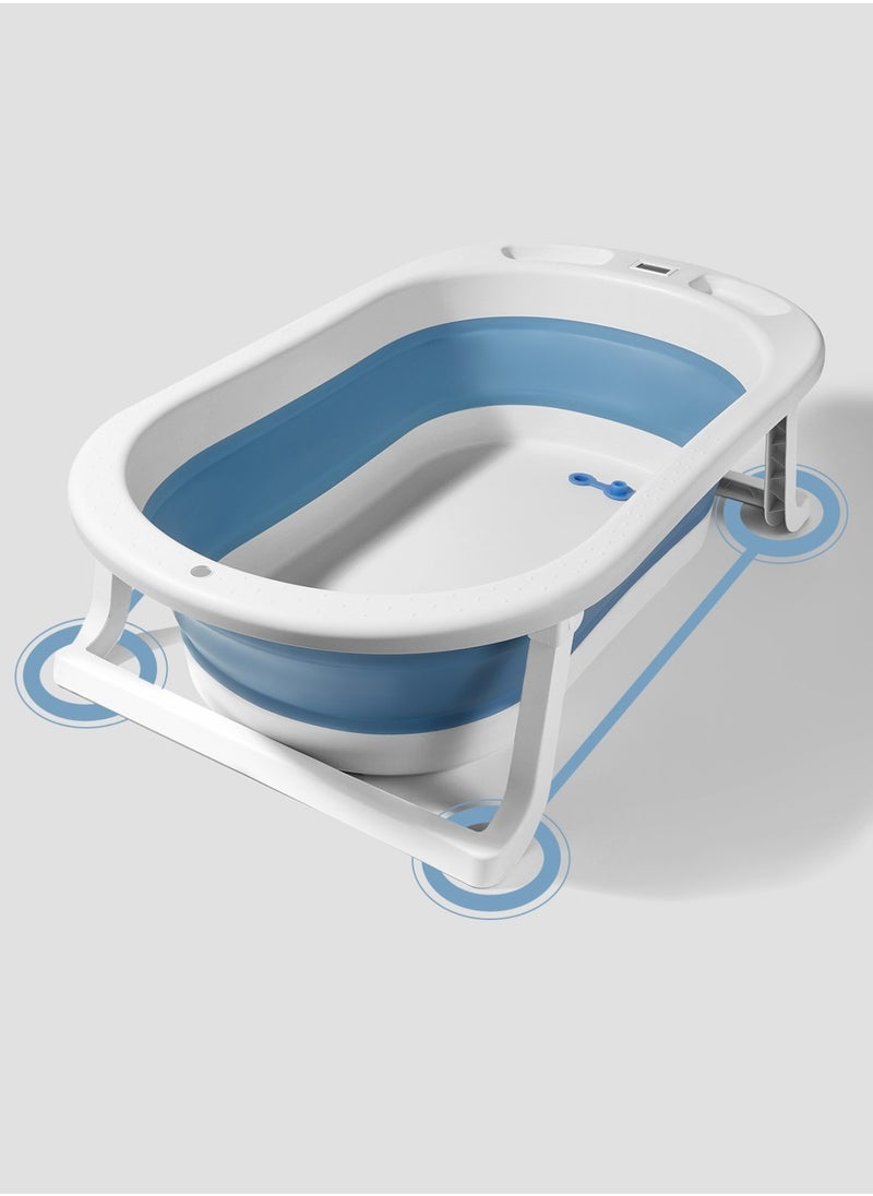 Foldable Bathtub with Thermometer – Storage Box, Easy to Clean, Color-Changing Water Plug, Comfortable for Babies to Sit or Lie Down