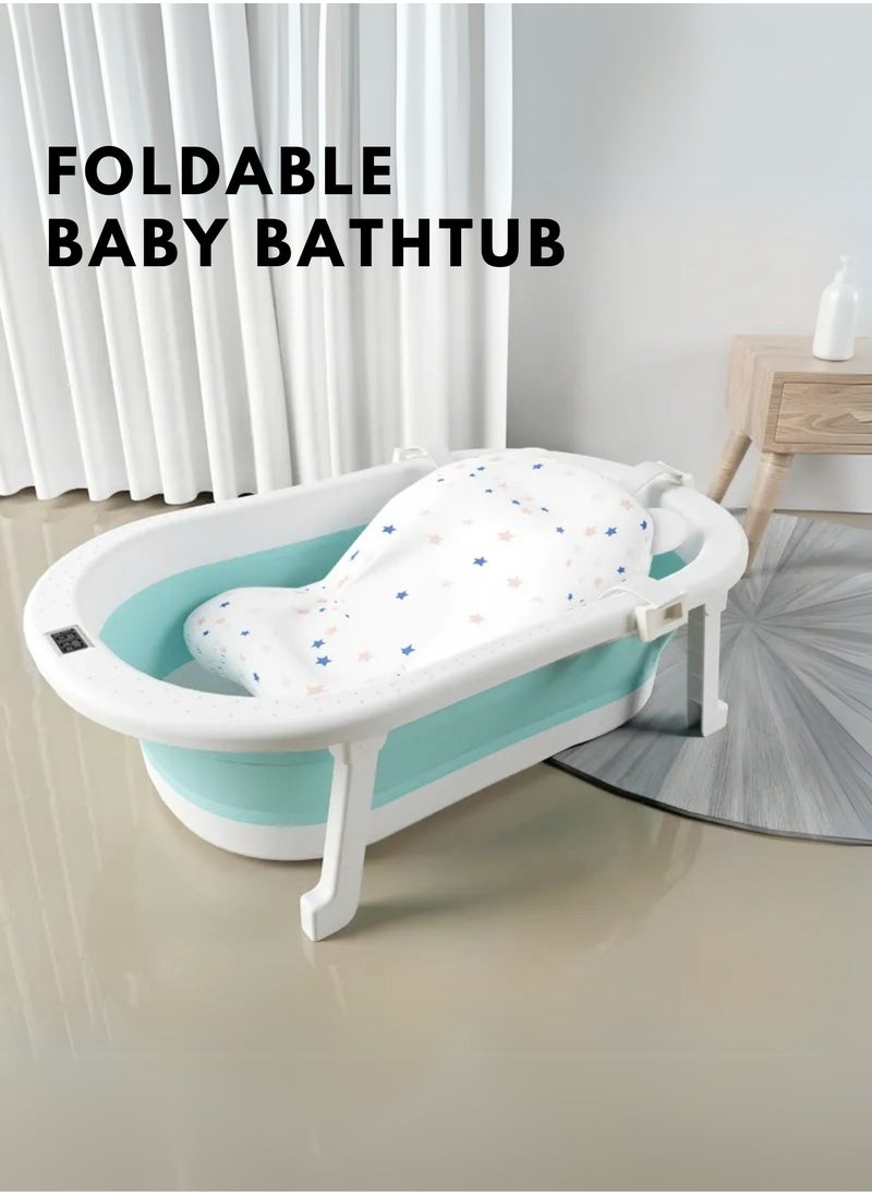 Foldable Bathtub with Thermometer – Storage Box, Easy to Clean, Color-Changing Water Plug, Comfortable for Babies to Sit or Lie Down