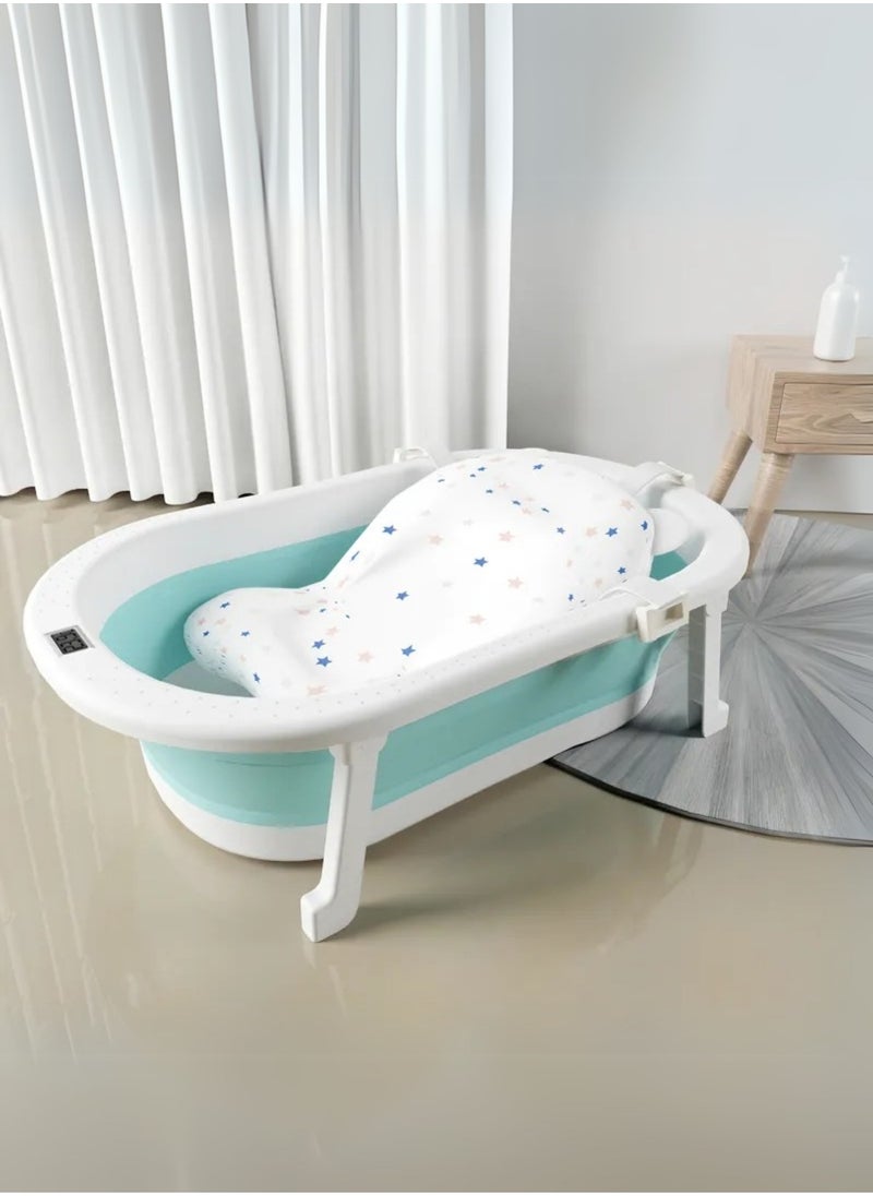 Foldable Bathtub with Thermometer – Storage Box, Easy to Clean, Color-Changing Water Plug, Comfortable for Babies to Sit or Lie Down