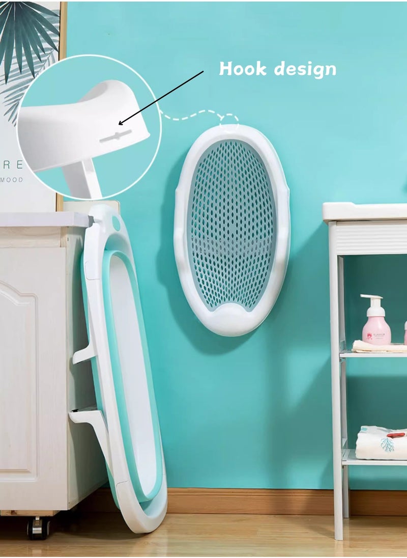 Bath Rack – Soft TPE Back, Anti-Slip Raised Design, Locking Feet, and Hook – Convenient for Bathtub or Bathroom Use, Easy to Dry-Blue