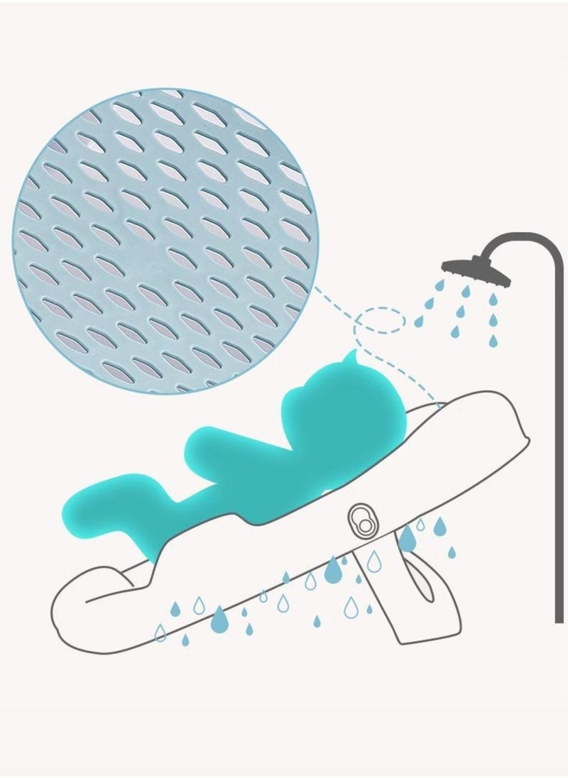 Bath Rack – Soft TPE Back, Anti-Slip Raised Design, Locking Feet, and Hook – Convenient for Bathtub or Bathroom Use, Easy to Dry-Blue