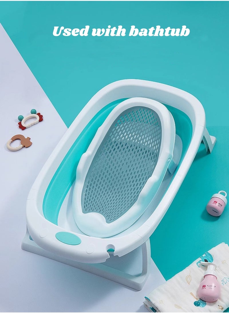 Bath Rack – Soft TPE Back, Anti-Slip Raised Design, Locking Feet, and Hook – Convenient for Bathtub or Bathroom Use, Easy to Dry-Blue