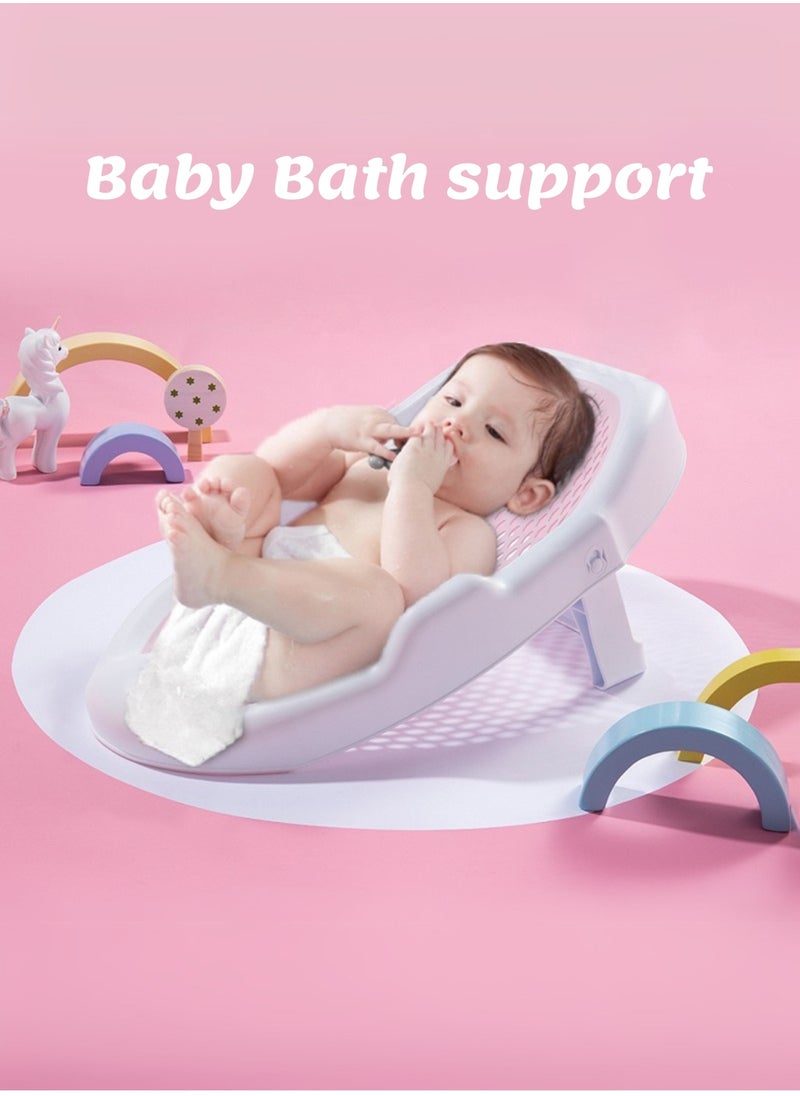 Bath Rack – Soft TPE Back, Anti-Slip Raised Design, Locking Feet, and Hook – Convenient for Bathtub or Bathroom Use, Easy to Dry-pink