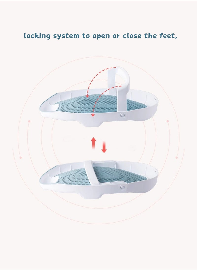 Bath Rack – Soft TPE Back, Anti-Slip Raised Design, Locking Feet, and Hook – Convenient for Bathtub or Bathroom Use, Easy to Dry-pink