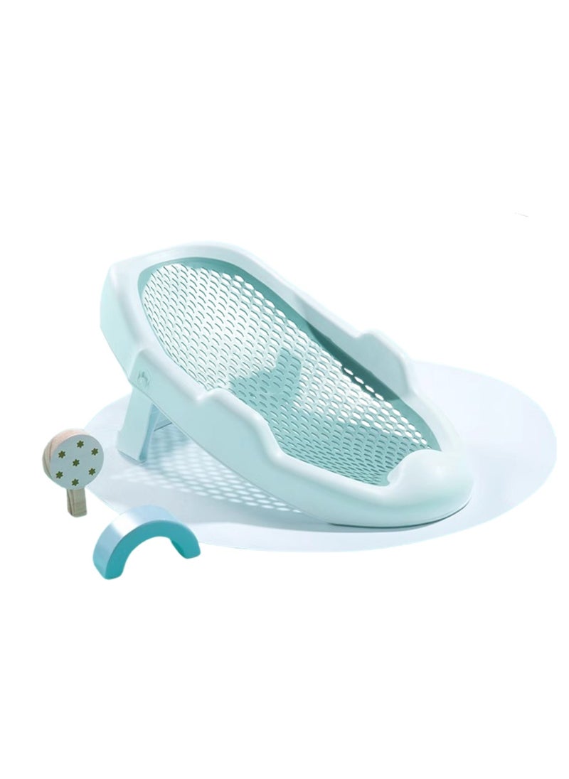 Bath Rack – Soft TPE Back, Anti-Slip Raised Design, Locking Feet, and Hook – Convenient for Bathtub or Bathroom Use, Easy to Dry-Green