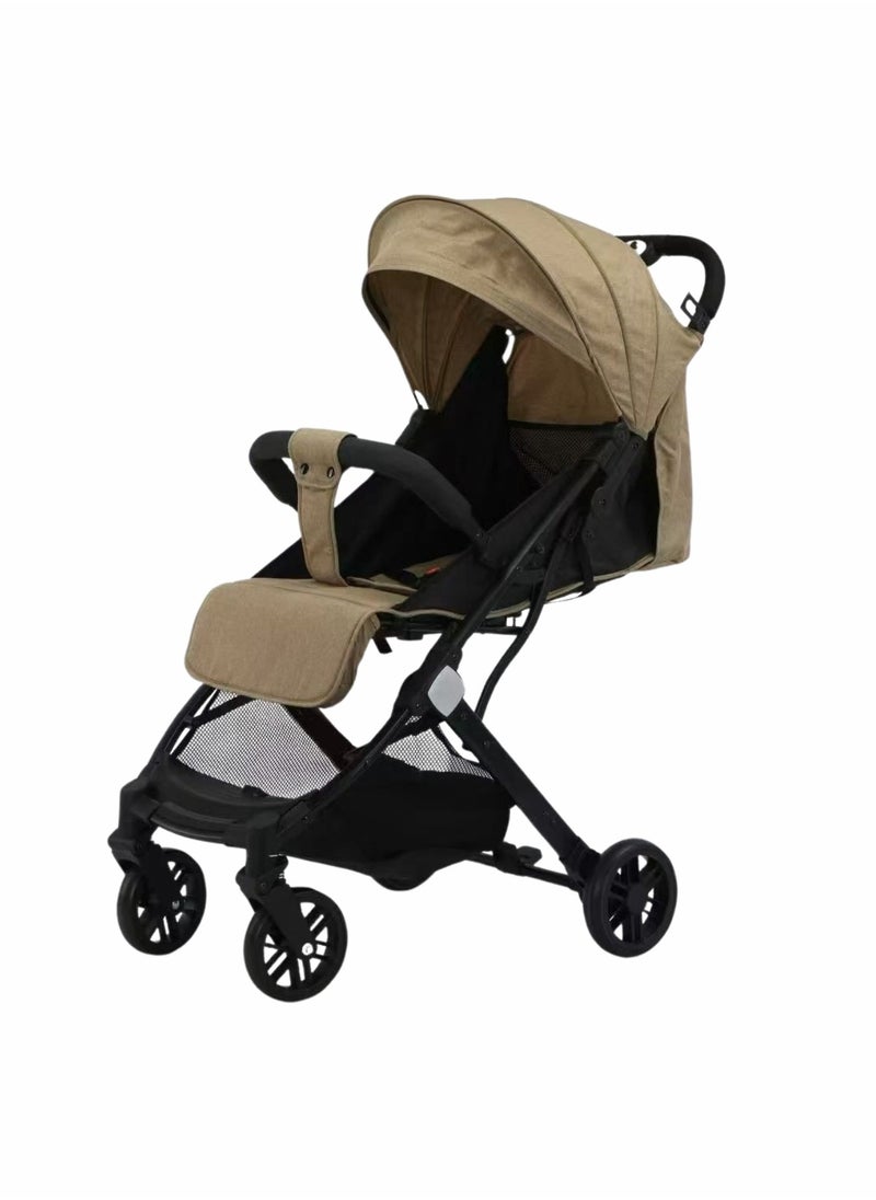 Baby Stroller – Lightweight, One-Hand Fold, Adjustable & Safe for Babies from Birth to 36 Months Coffee brown