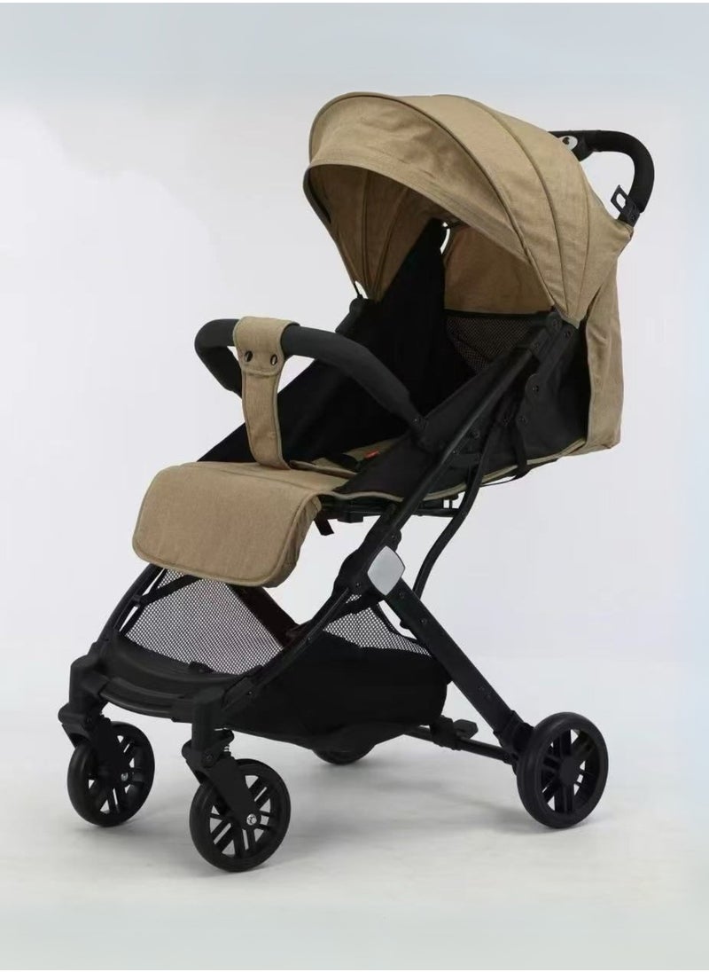 Baby Stroller – Lightweight, One-Hand Fold, Adjustable & Safe for Babies from Birth to 36 Months Coffee brown