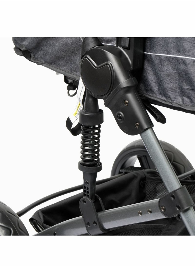 Baby Stroller – 3-in-1 Adjustable Travel System for Newborn to 36 Months, Grey | 4-Wheel Suspension, Removable Bumper & 5-Point Safety Harness