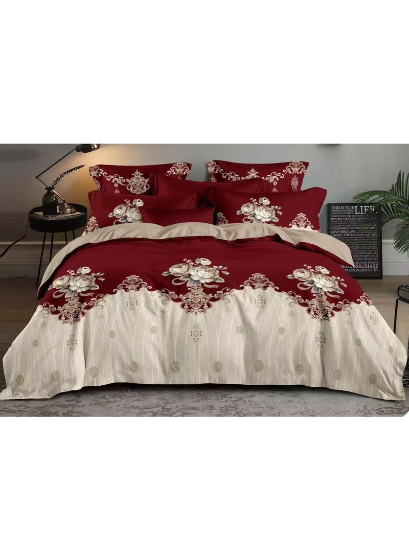 DUOMA HOME cotton duvet cover set , king size ,6pcs set with duvet cover 220*240cm and fit sheet and 4pcs pillowcases
