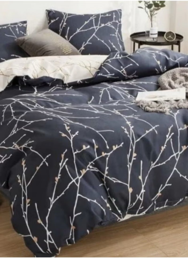 Cotton  Reversible duvet cover set , king size ,6pcs set with duvet cover 220*240cm and fit sheet and 4pcs pillowcases