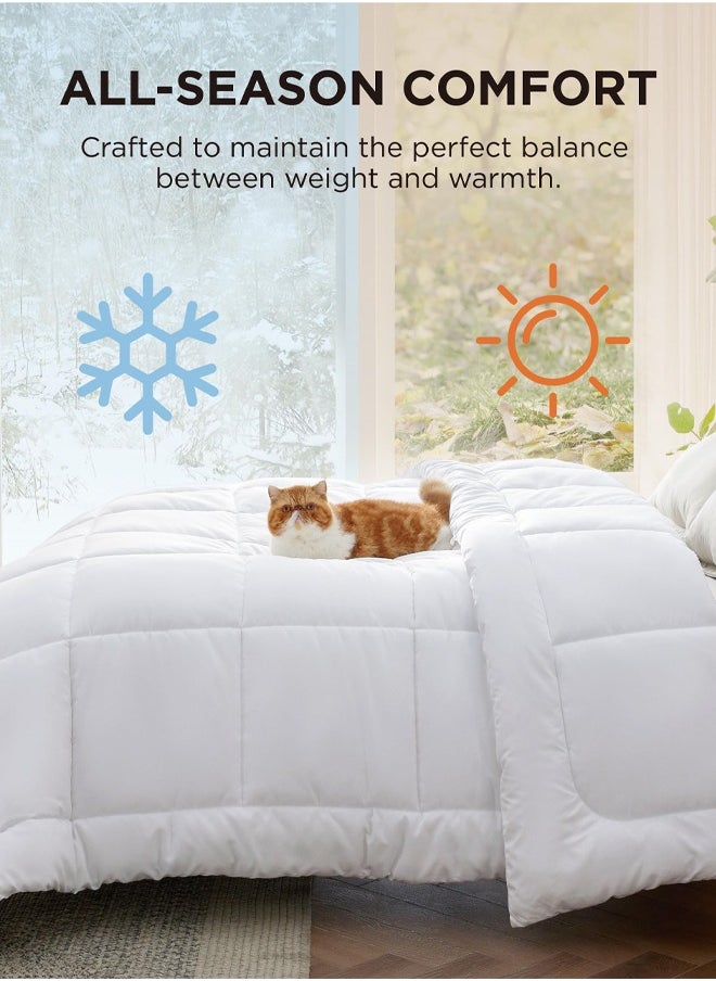 Duvet,Luxury Duvet King Size - Breathable Comforter for All Seasons | Hypoallergenic & Skin-Friendly Quilt | 220x240cm White Bedding