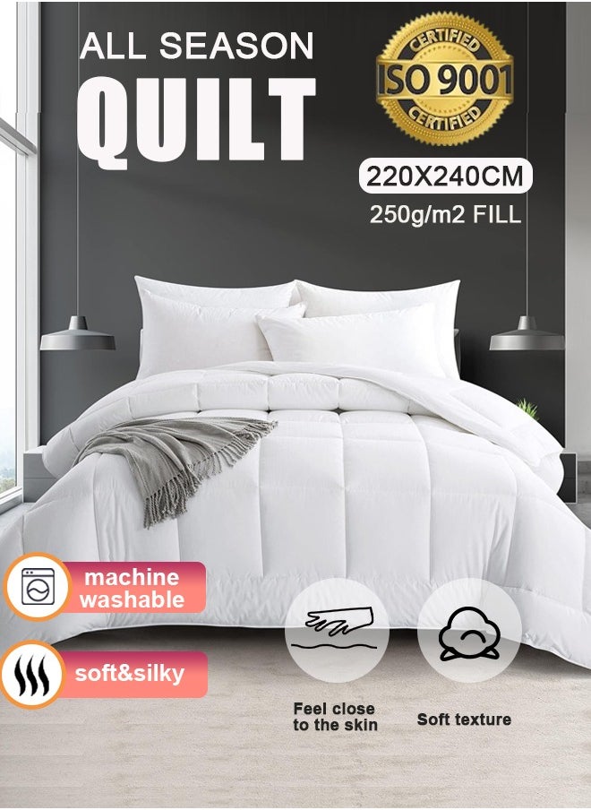 Duvet,Luxury Duvet King Size - Breathable Comforter for All Seasons | Hypoallergenic & Skin-Friendly Quilt | 220x240cm White Bedding