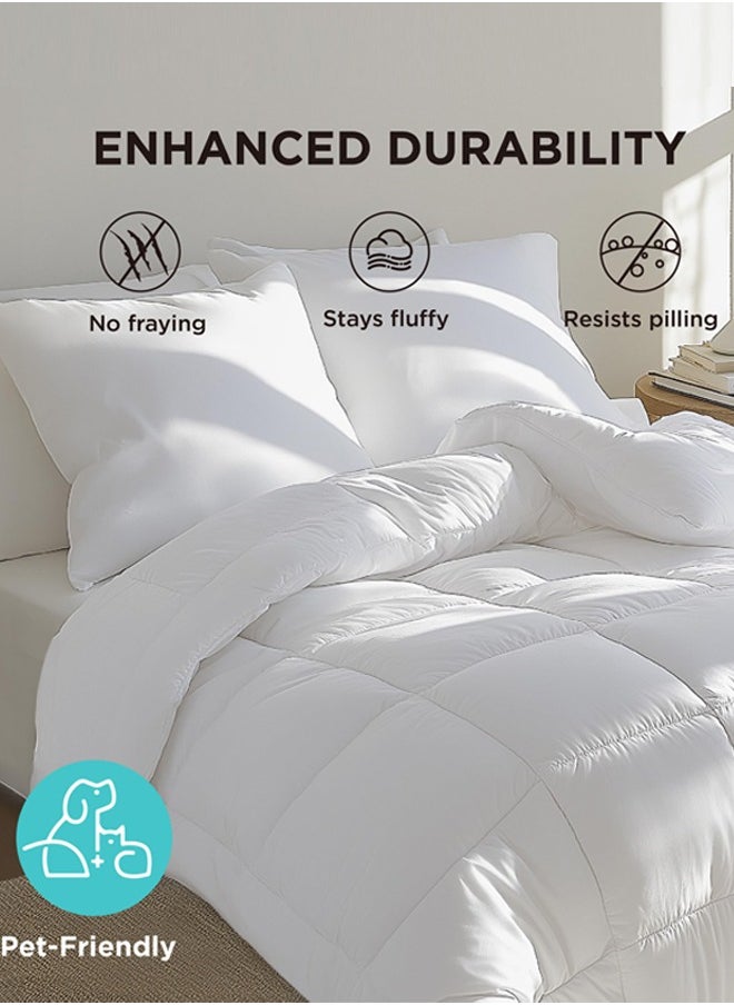 Duvet,Luxury Duvet King Size - Breathable Comforter for All Seasons | Hypoallergenic & Skin-Friendly Quilt | 220x240cm White Bedding
