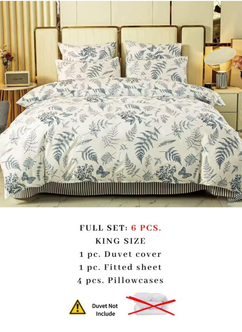 DUOMA HOME cotton duvet cover set , king size ,6pcs set with duvet cover 220*240cm and fit sheet and 4pcs pillowcases