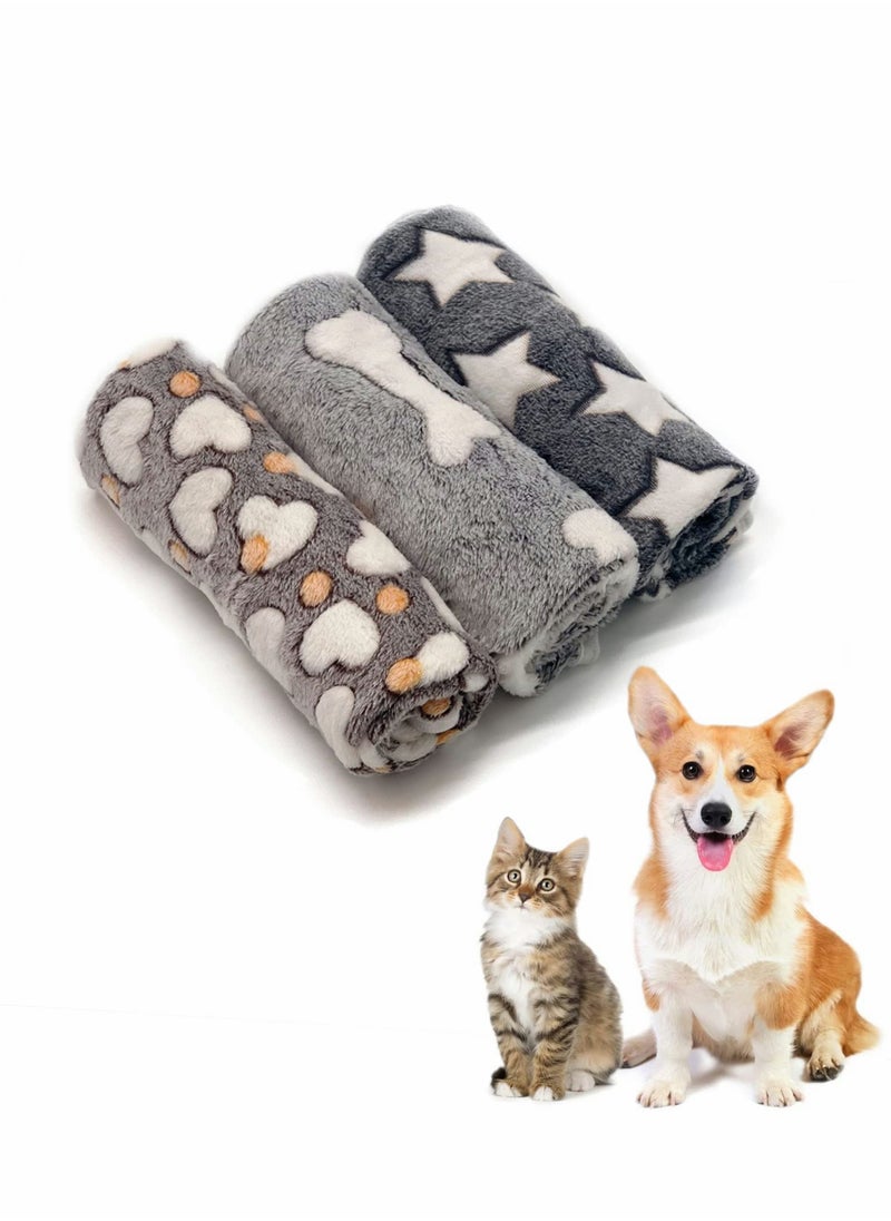 Blankets Set, 3 Pcs Soft Dog Cat Fleece Blankets, Super Soft Warm Sleep Mat Fluffy Premium Fleece Pet Blanket, 31x20