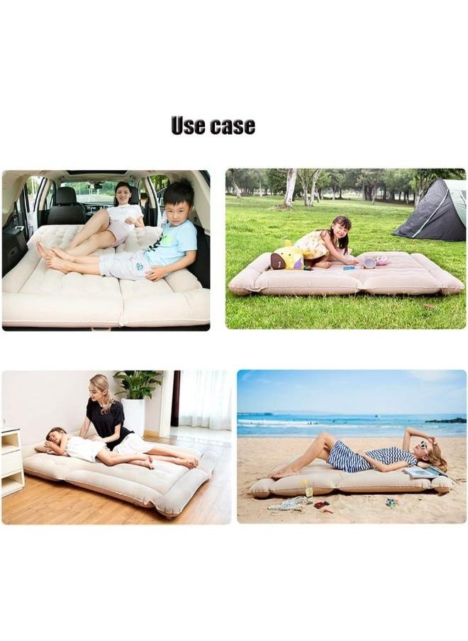 Car Inflatable Bed Flocking Fabric Portable And Easy To Use Back Seat Mattress with Pump And Pillows for Children for Sleep Rest Travel Camping with Air Pump