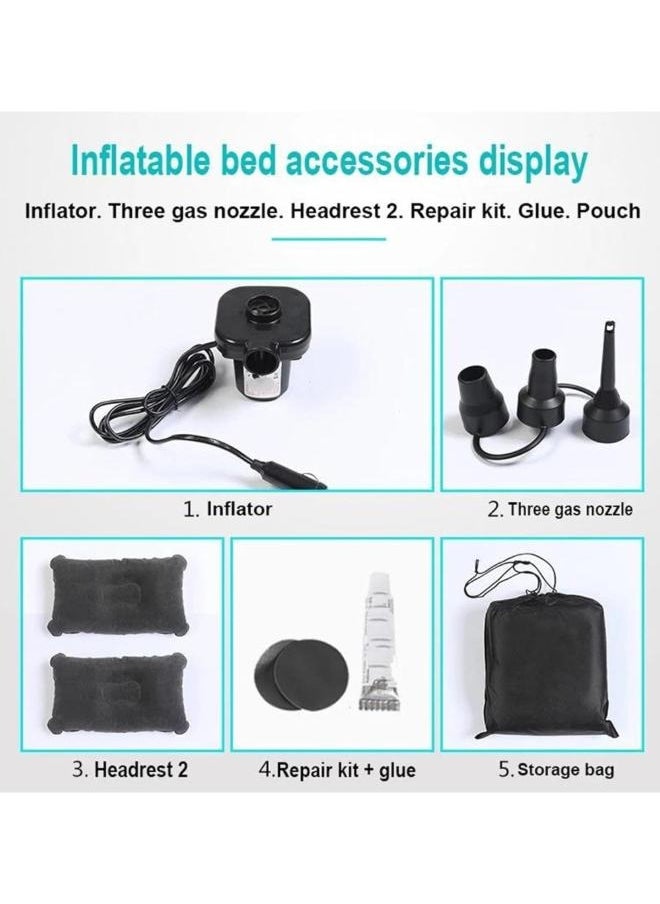 Car Inflatable Bed Flocking Fabric Portable And Easy To Use Back Seat Mattress with Pump And Pillows for Children for Sleep Rest Travel Camping with Air Pump