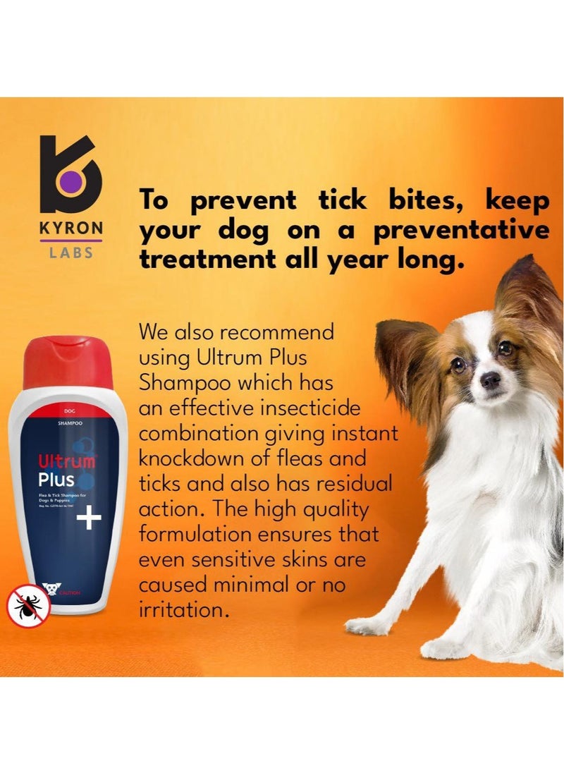 Kyron Ultrum Plus Shampoo For Dogs 250ml polyethylene bottles with flip-top cap.