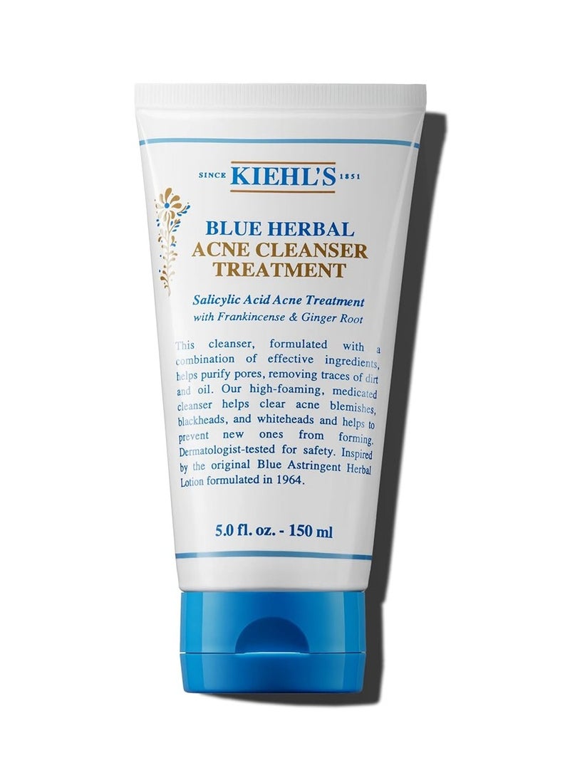 Kiehl's Blue Herbal Acne Cleanser Treatment with Salicylic Acid, Foaming Face Wash for Oily & Acne-prone Skin, Helps Clear Blackheads & Whiteheads, Removes Oil, Paraben-free, Fragrance-free - 5 fl oz