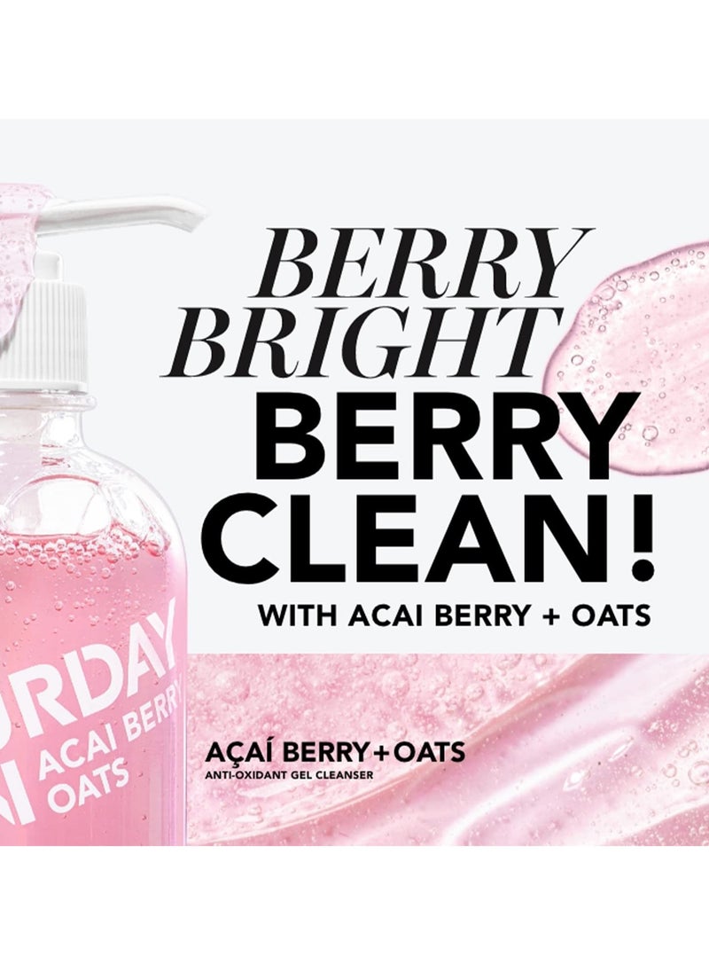 Saturday Skin Hydrating Gentle Facial Gel Cleanser Makeup Remover Sensitive Skin Face Wash Antioxidant Vitamin Brightening Smoothing | Korean Skin Care CICA Acai Berry Oats