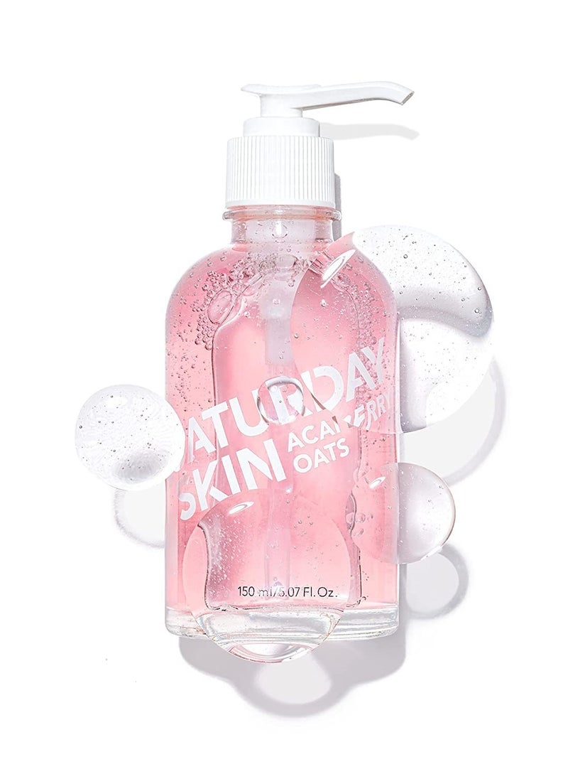 Saturday Skin Hydrating Gentle Facial Gel Cleanser Makeup Remover Sensitive Skin Face Wash Antioxidant Vitamin Brightening Smoothing | Korean Skin Care CICA Acai Berry Oats